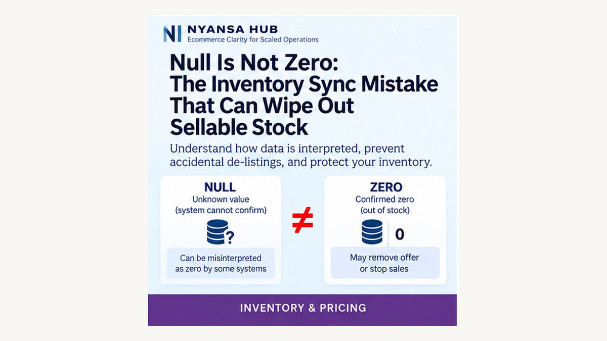 Nyansa Hub editorial cover illustrating controlled inventory and pricing change management with planning, approvals, application, and post-change monitoring.