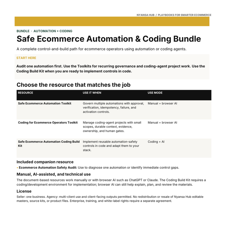 Safe Ecommerce Automation and Coding Bundle - Nyansa Hub